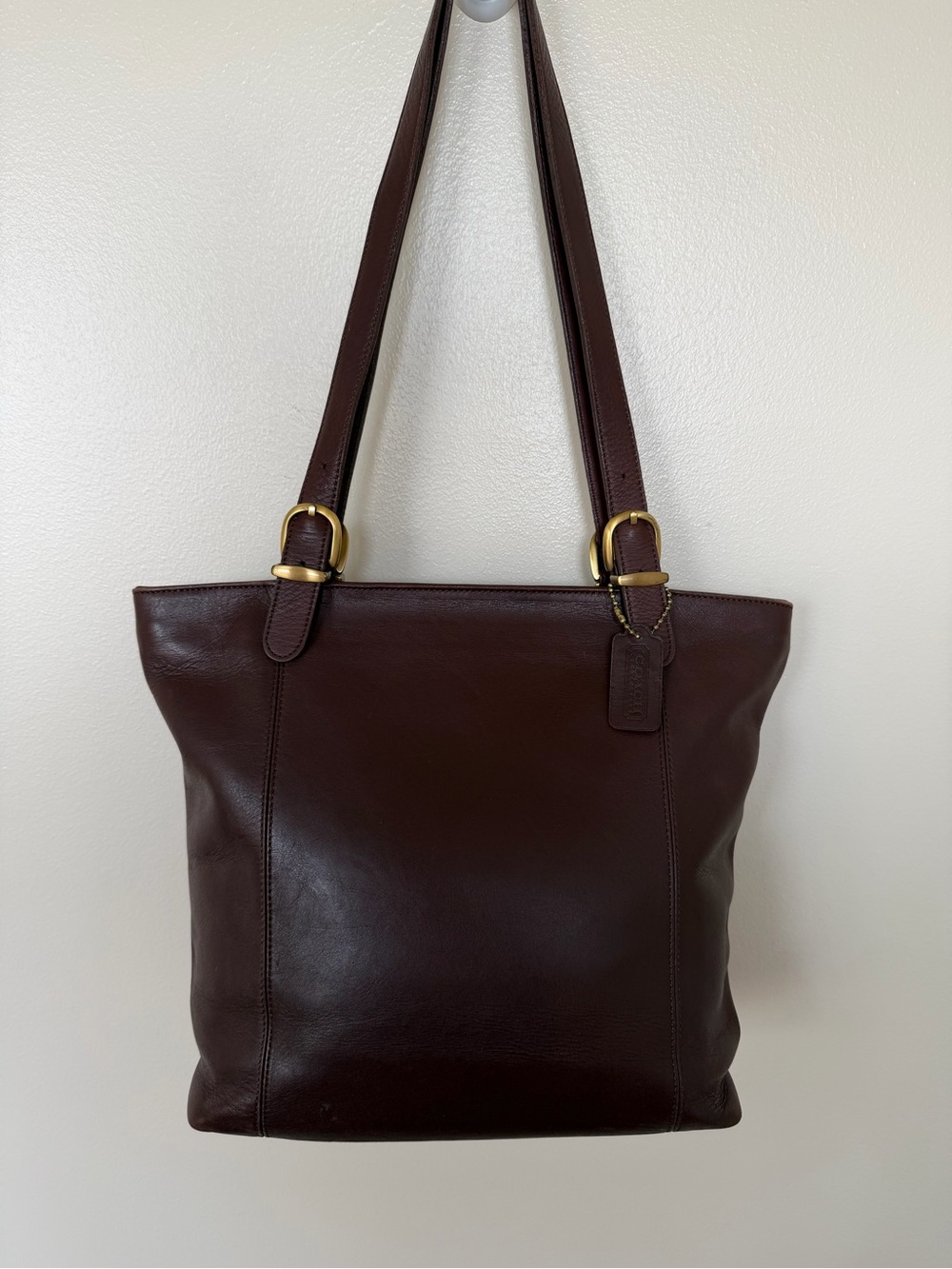 COACH Legacy Large Tote Bag Double Handles Zip Top Brass Hardware